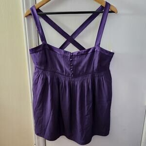 J.Crew Purple Silk Babydoll Camisole Tank Size 14 Adjustable Straps Y2K Preppy